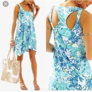 EUC Lilly Pulitzer Blue Floral Monterey in a apinch Sun Tank Dress XS X Small